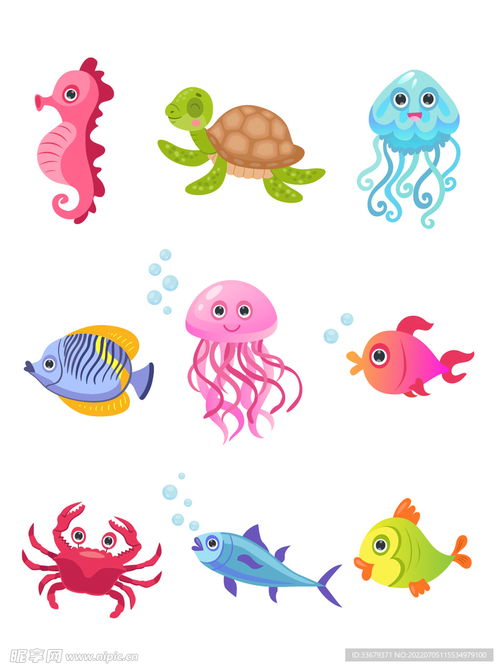 卡通海洋生物設計圖 海洋生物